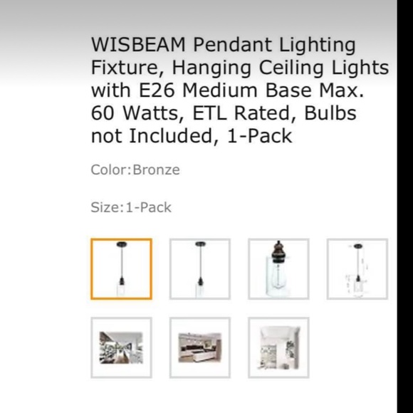 black pendant light, kitchen light, kitchen pendant light black with bronze new - Picture 3 of 9